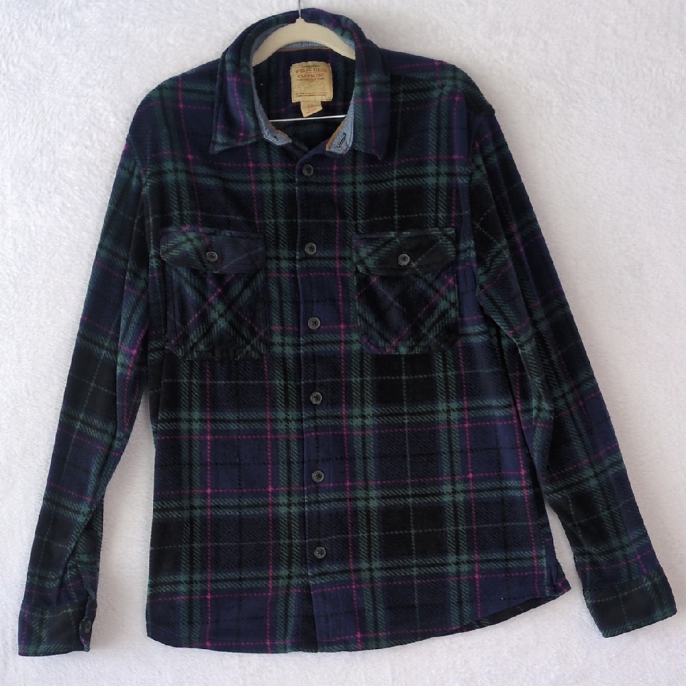 Telluride‎ Clothing Company Men's Purple Fleece Plaid Button Down Shirt Size M